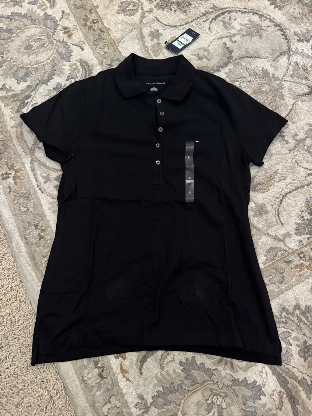 Tommy Hilfiger Black Short-Sleeve Polo Top